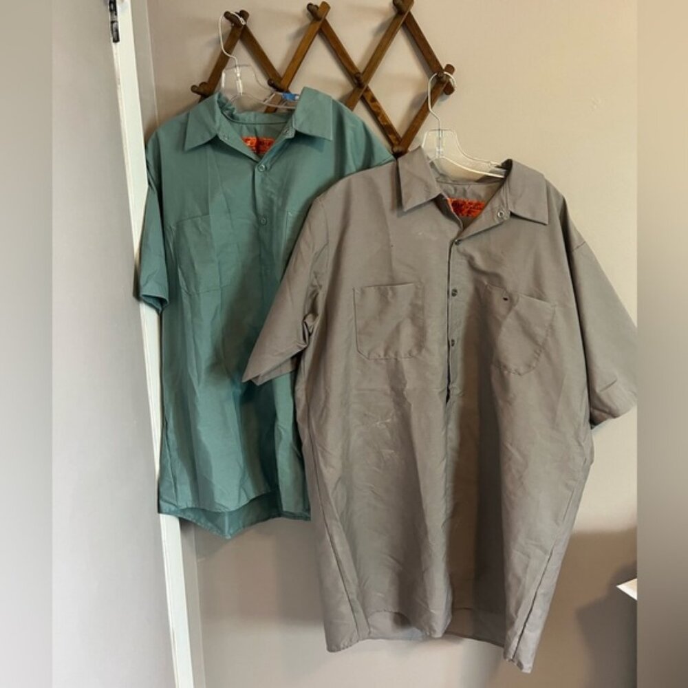 Two red kap vintage work shirts XL Mens Short Sleeve Industrial Work Shirt